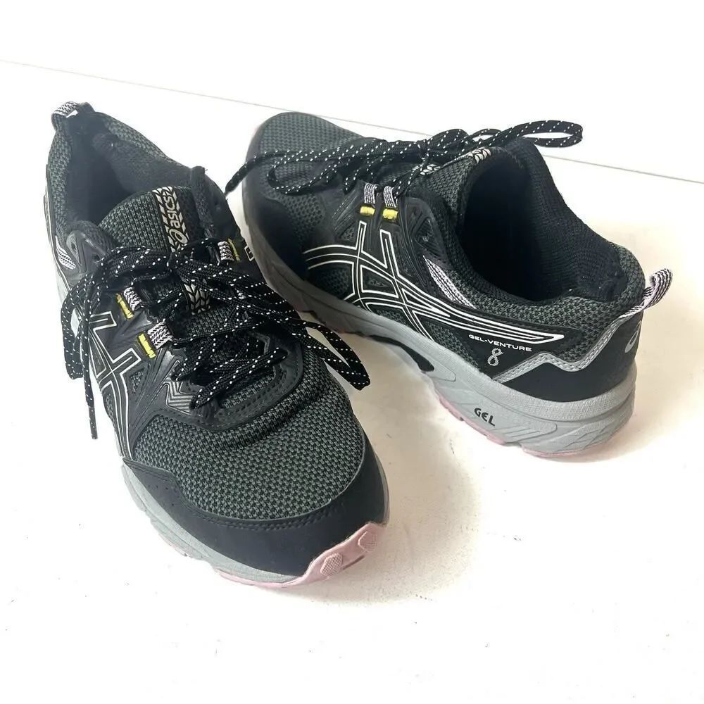 Asics Gel Venture 8 Shoes Black Purple Womens Size 8.5 Running Sneakers 1012A708